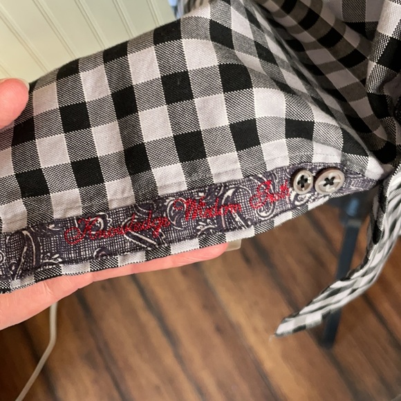 Robert graham black/gray casual button Down plaid shirt tailored fit - Picture 2 of 8